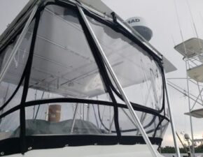 20180704_174701 Custom Full Enclosure- O'Sea marine Glass and Black Sunbrella